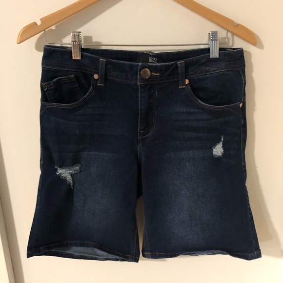 1822 Denim | Shorts | New 822 Denim Jean Shorts Bermuda Distressed Women Stretch Comfy Dark 
